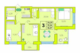 3к,S-76,07 кв.м,8/16