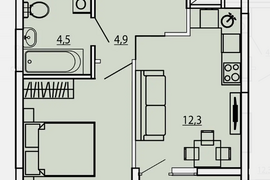 1 комн. кв. 35,55 м², 3/9 эт.