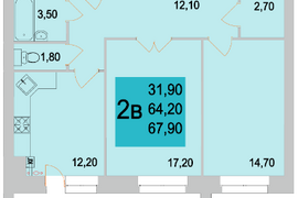 2-комн.кв., 64,2 м²