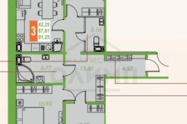 3к. кв., 91,25 м2, 2/10 эт