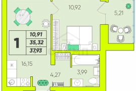 1-комн.кв., 37.93 м2, 1/16 эт.